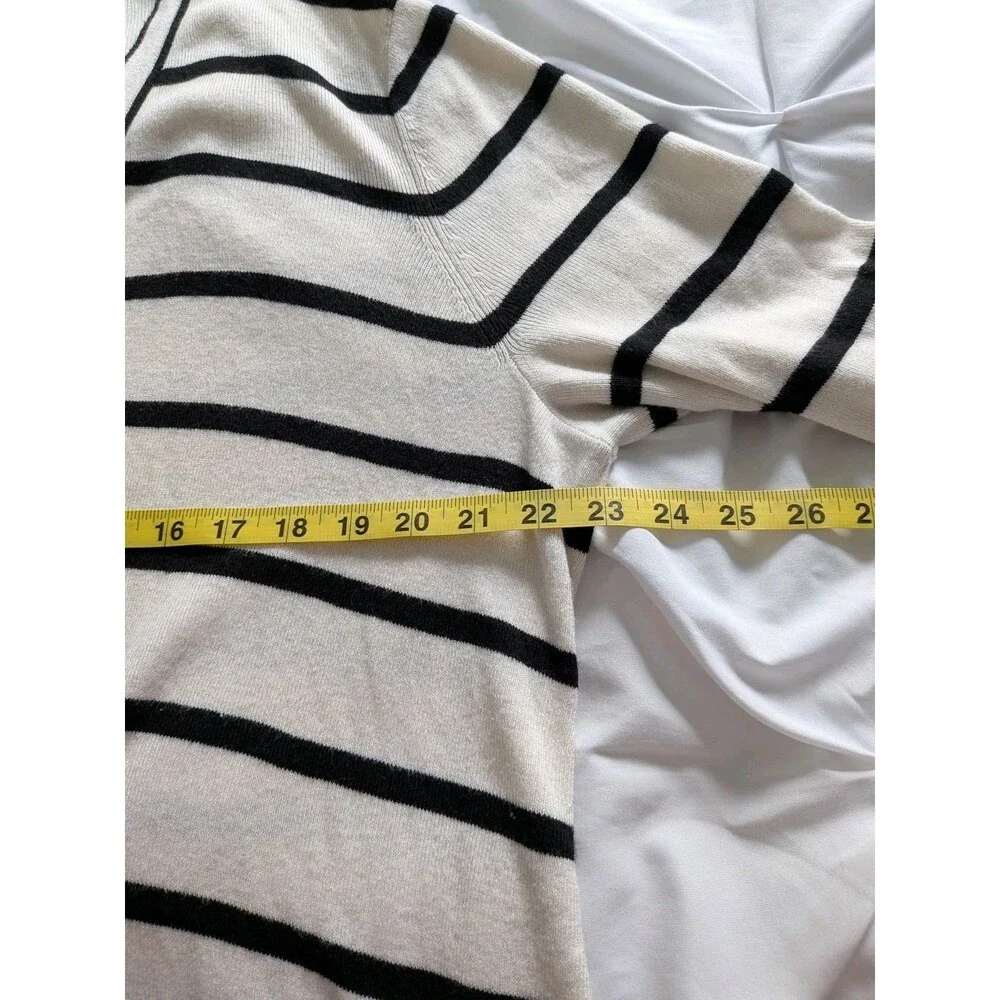 Talbots Oprah Magazine Collection Cardigan Women's XL Cream Black Stripe Sweater